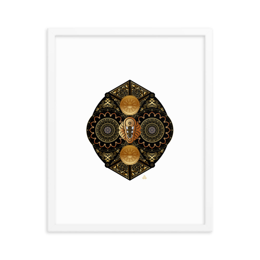 Framed Poster Circumplexical No 3927 Intricate Mandala Black - Gold Free Shipping