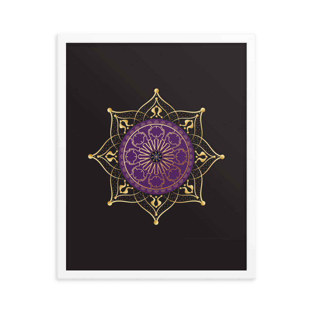 Framed Poster Circumplexical No 4017 Mandala Purple - Gold Free Shipping