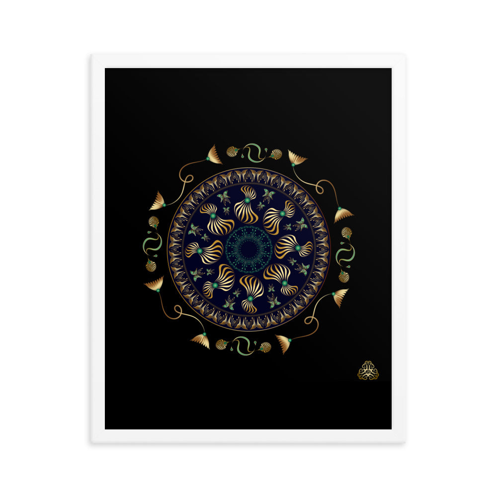 Framed Poster Kuklos No 4315 Intricate Mandala Black - Gold Free Shipping