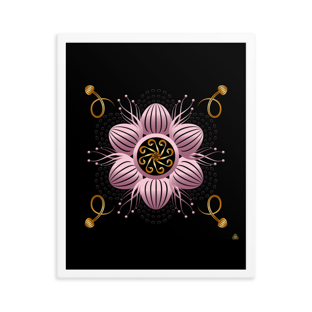 Framed Poster Kuklos No 4404 abstract Mandala Black - Gold - Pink Free Shipping