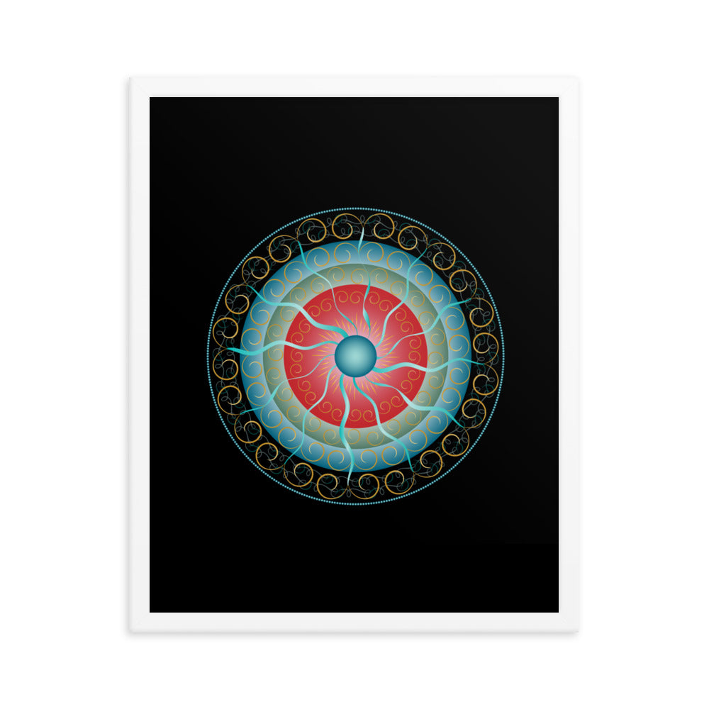 Framed Poster Complexical No 2155 Mandala Black - Red - Gold Free Shipping