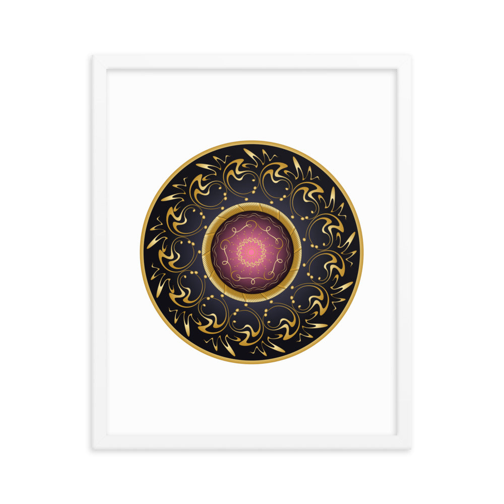 Framed Poster Complexical No 2155 Mandala Black - Red - Gold Free Shipping