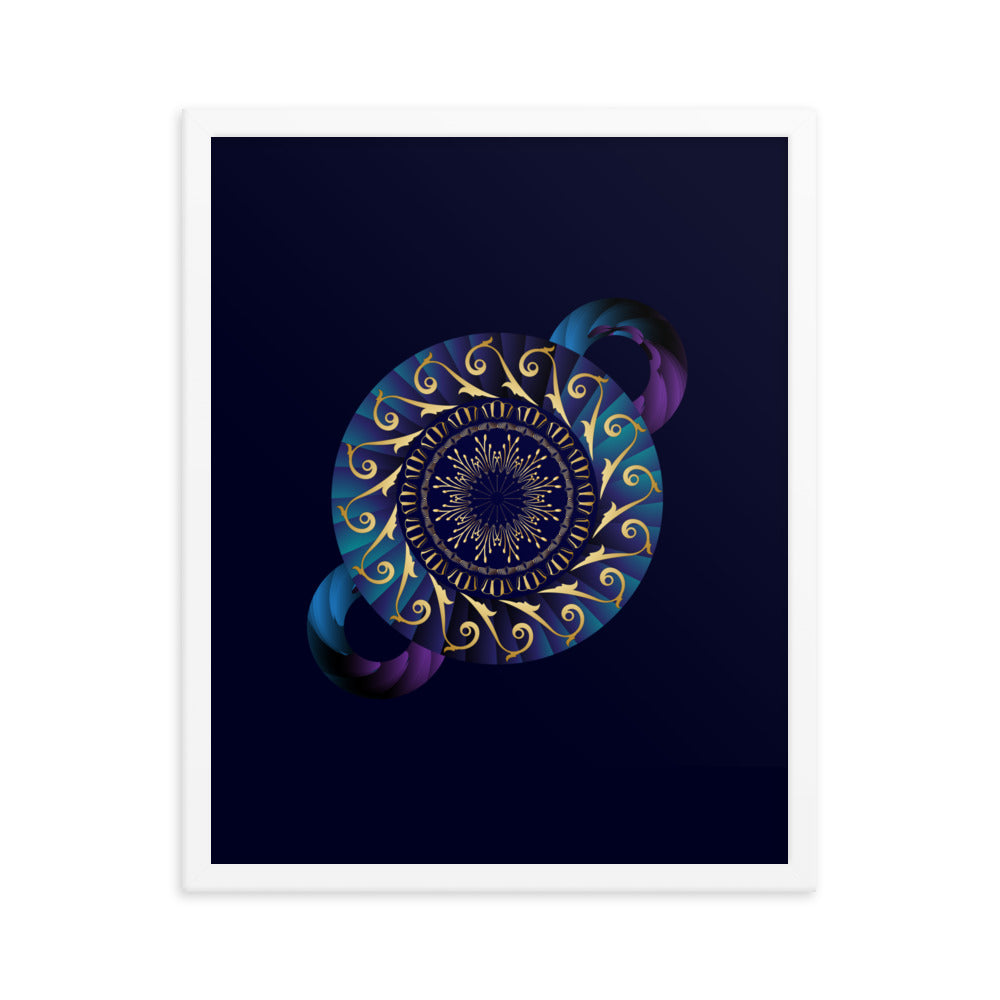 Framed Poster Kuklos No 4313 Mandala Gold - Teal - Purple Free Shipping