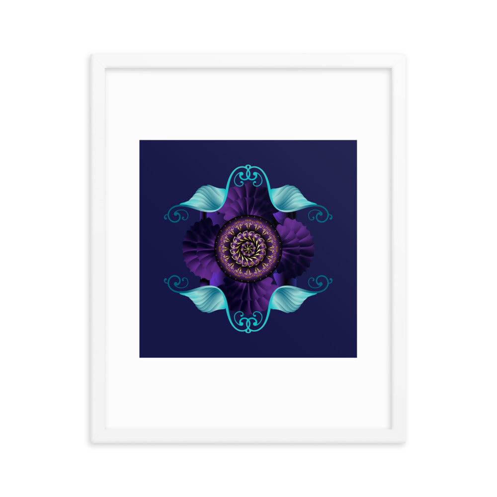 Framed Poster Kuklos No 4364 Mandala Aqua - Purple - Gold Free Shipping