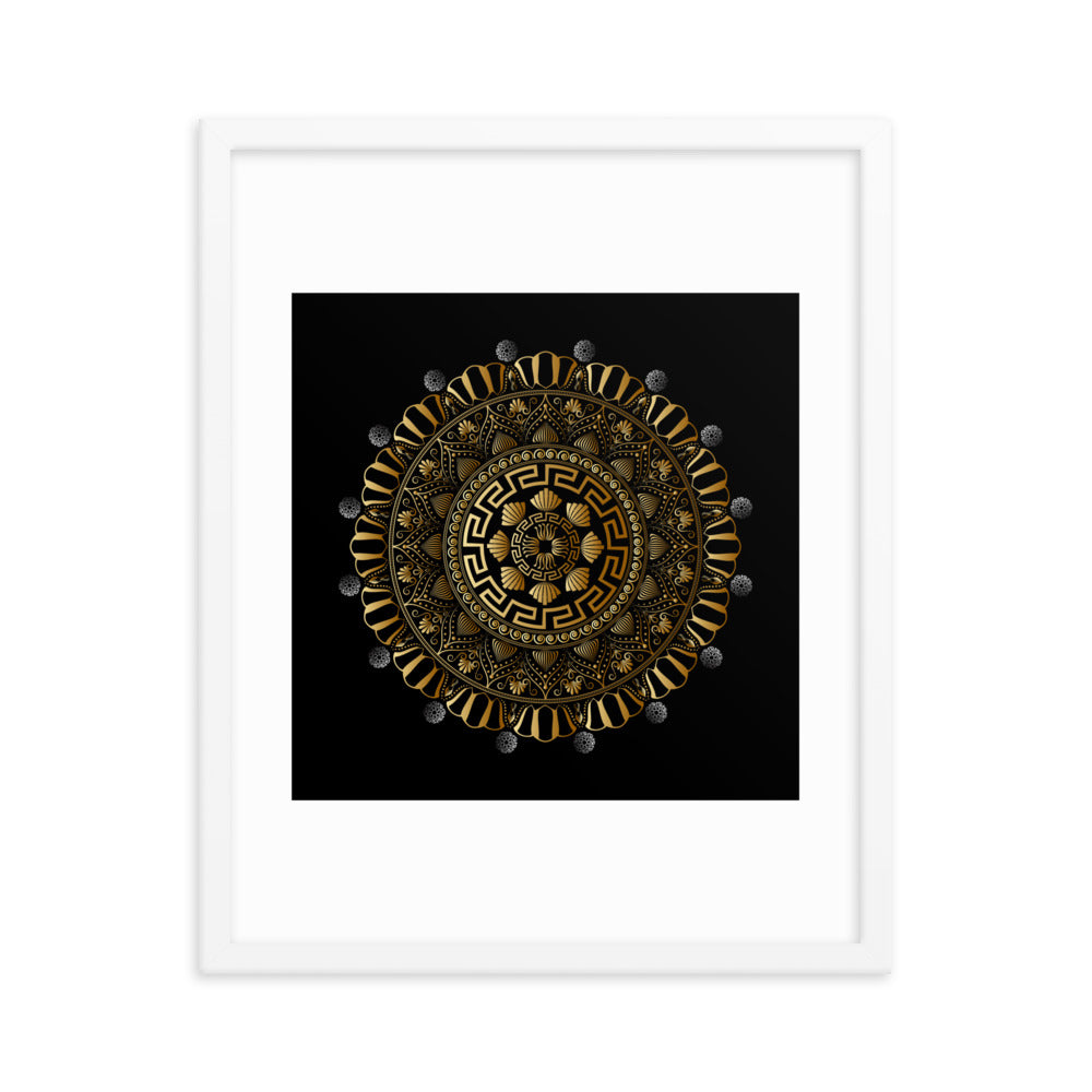 Framed Poster Kuklos No 4354 Mandala Black - Gold Free Shipping