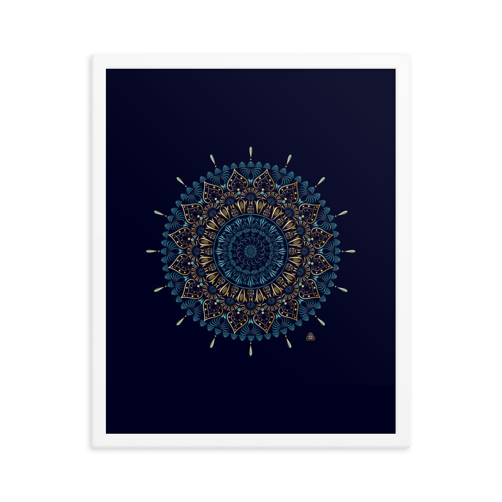 Framed Poster Kuklos No 4331 Mandala Aqua - Gold Free Shipping