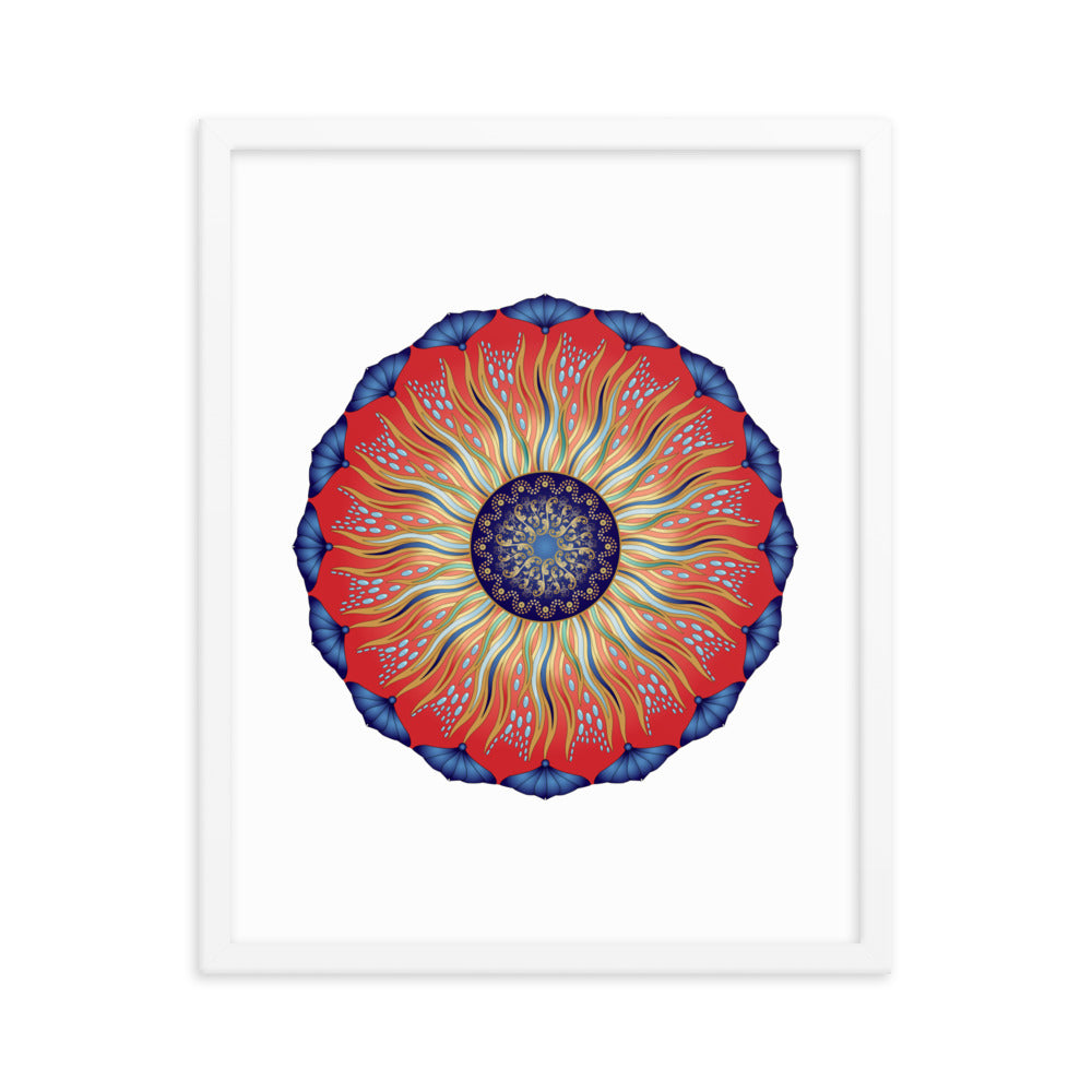 Framed Poster Circularium No 2627 Mandala Navy - Red - Gold Free Shipping