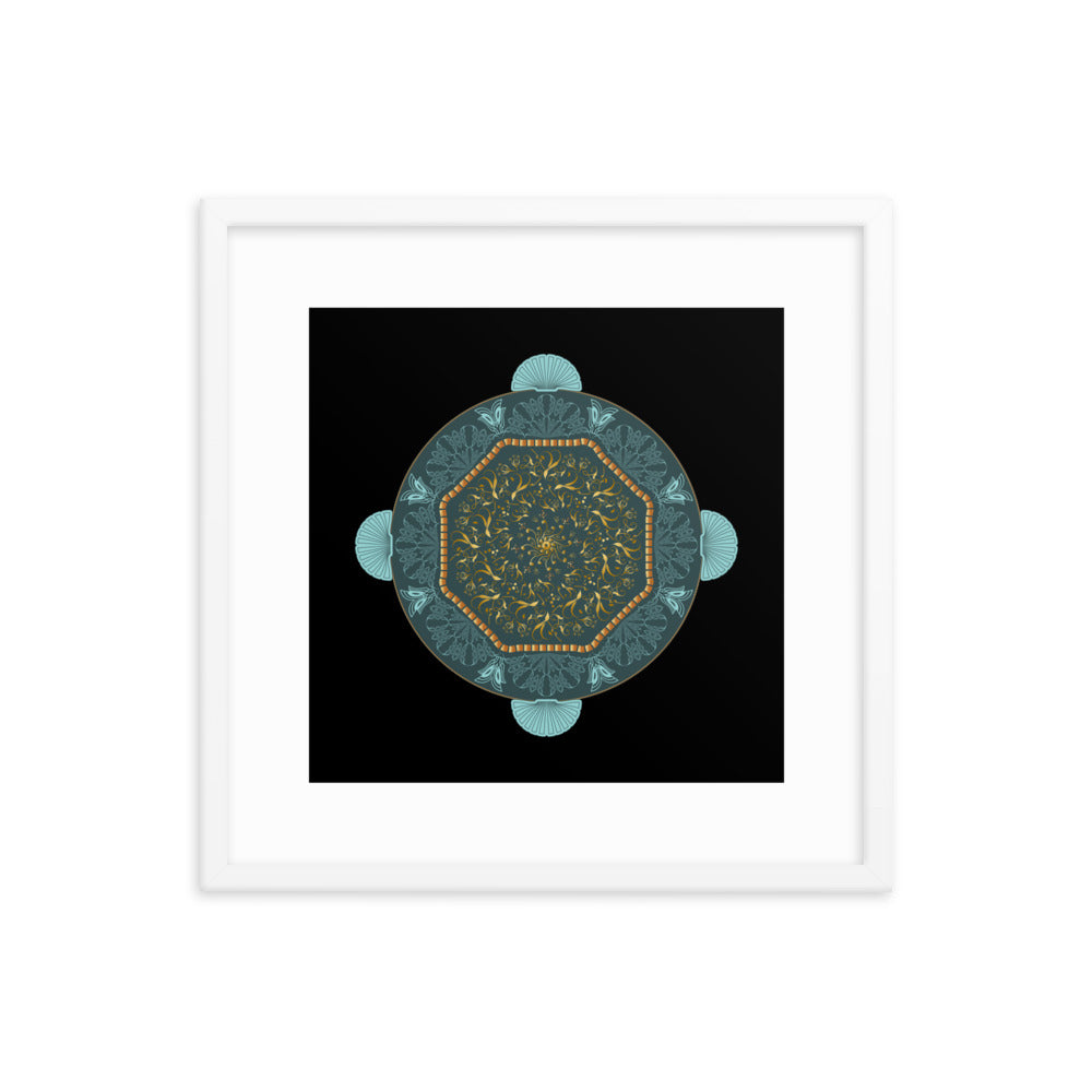 Framed poster Kuklos No 4484 Mandala Gold - Aqua Free Shipping