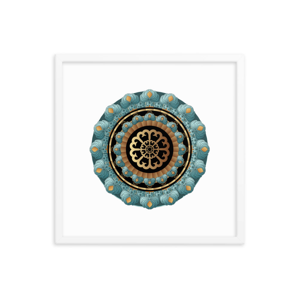 Framed poster Kuklos No 4440 Mandala Aqua - Gold Free Shipping