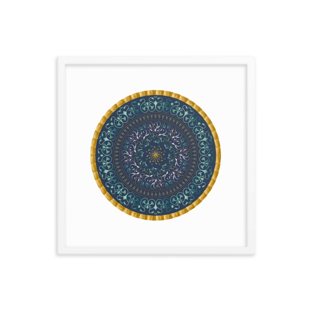 Framed poster Kuklos No 4495 Mandala Aqua - Gold Free Shipping