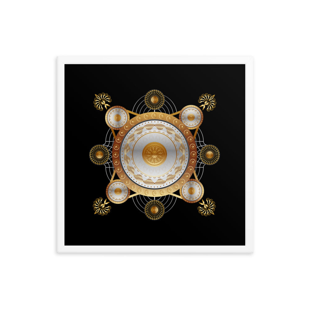 Framed Poster Kuklos No 4029 Mandala Silver - Gold Free Shipping