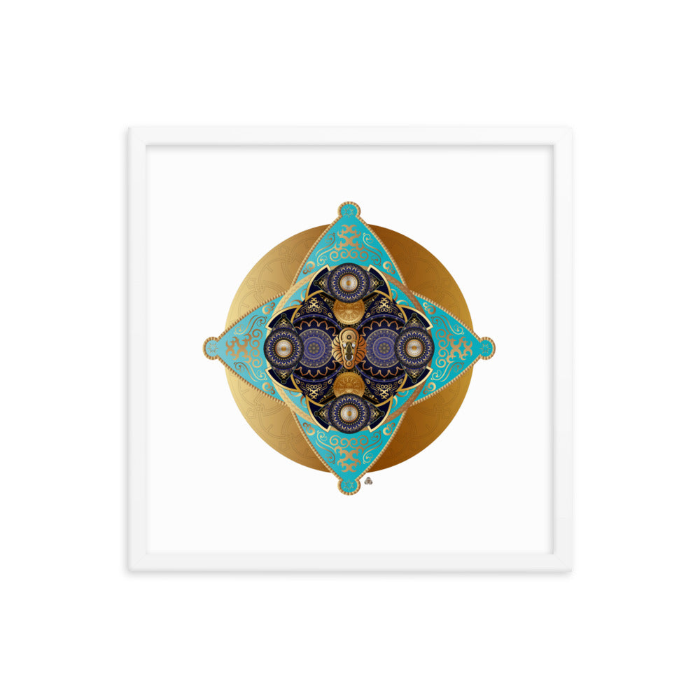 Framed Poster Kuklos No 4062 Mandala Aqua - Navy - Gold Free Shipping