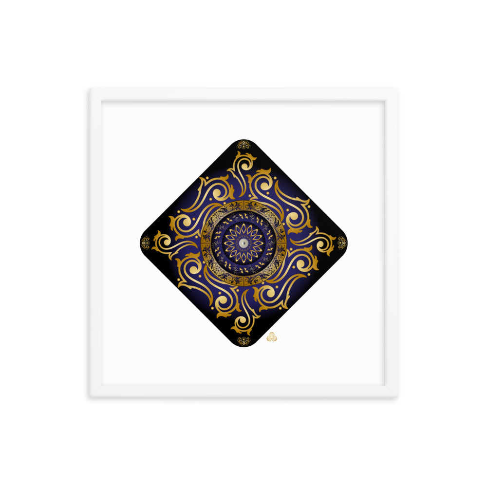 Framed Poster Kuklos No 4089 Mandala Dark Navy Blue- Gold Free Shipping