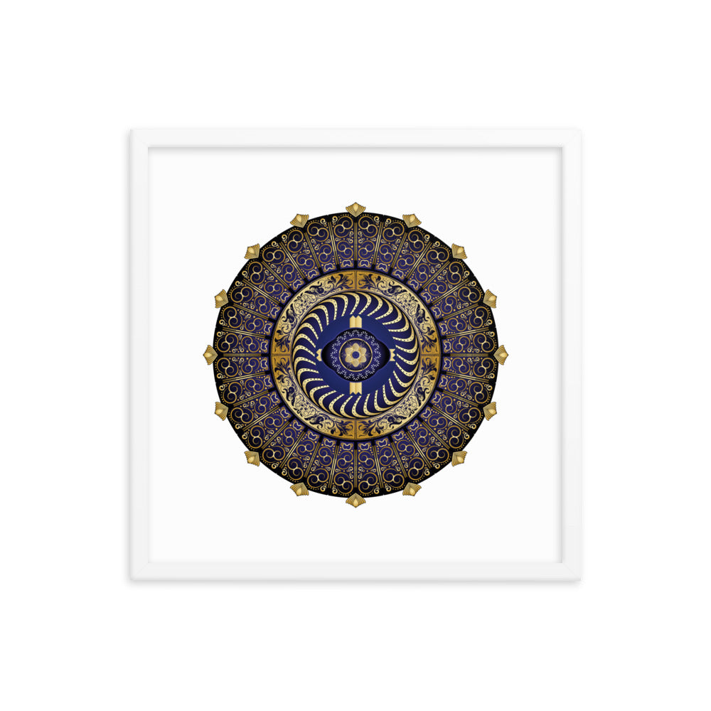 Framed Poster Circulosity No 2987 Mandala Navy - Gold Free Shipping