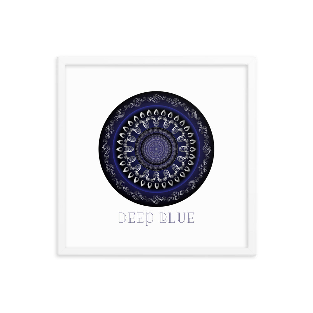 Framed Poster Circumplexical No 3761 Mandala Silver - Navy Free Shipping