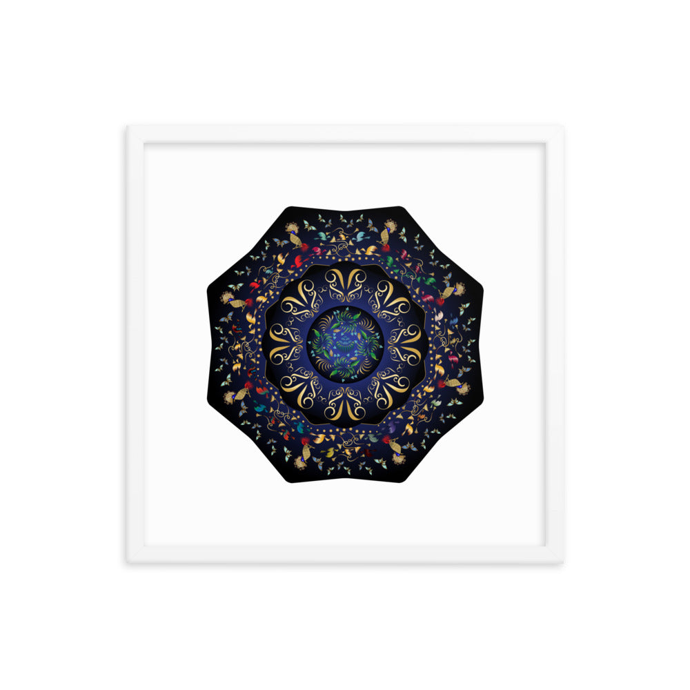 Framed Poster Circumplexical No 3796 Mandala Navy - Gold Free Shipping