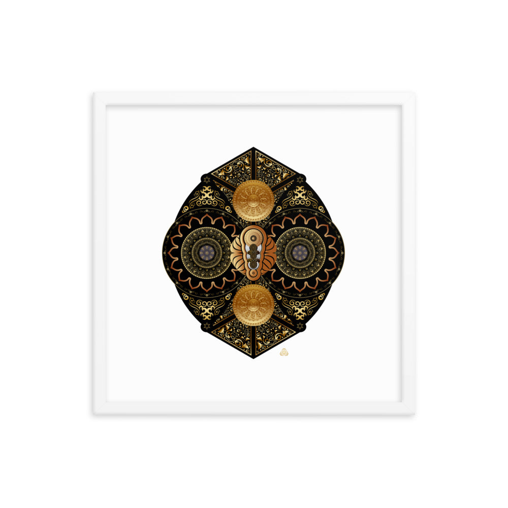 Framed Poster Circumplexical No 3927 Intricate Mandala Black - Gold Free Shipping