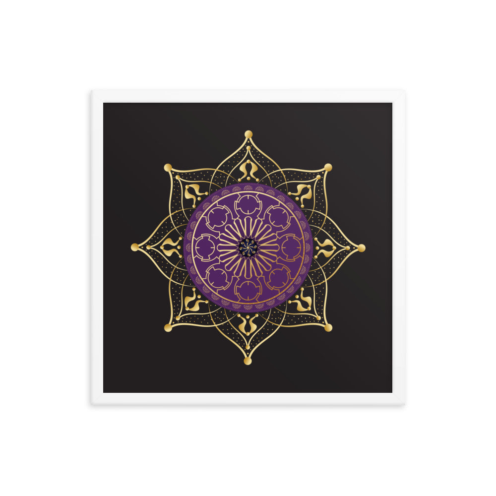 Framed Poster Circumplexical No 4017 Mandala Purple - Gold Free Shipping