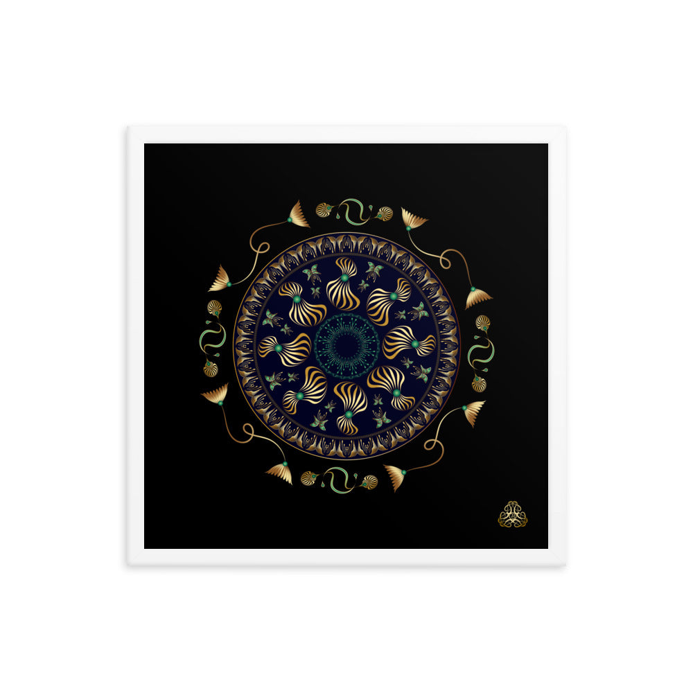 Framed Poster Kuklos No 4315 Intricate Mandala Black - Gold Free Shipping