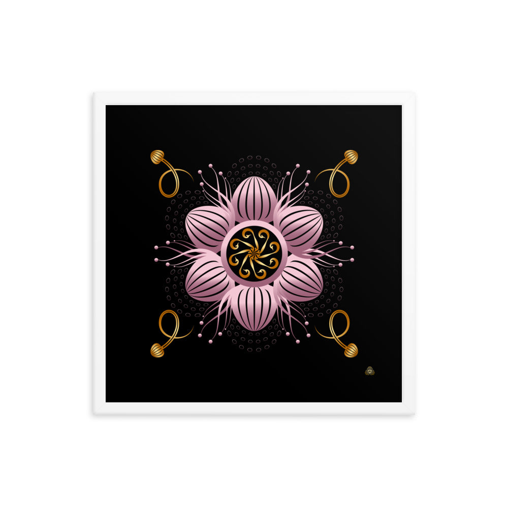 Framed Poster Kuklos No 4404 abstract Mandala Black - Gold - Pink Free Shipping