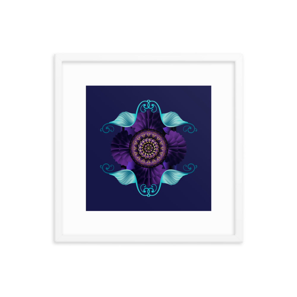 Framed Poster Kuklos No 4364 Mandala Aqua - Purple - Gold Free Shipping