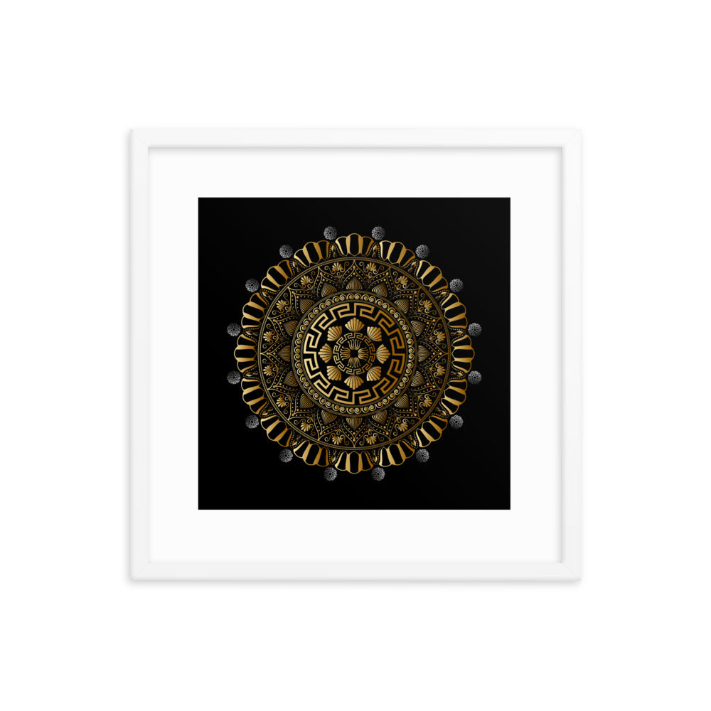 Framed Poster Kuklos No 4354 Mandala Black - Gold Free Shipping