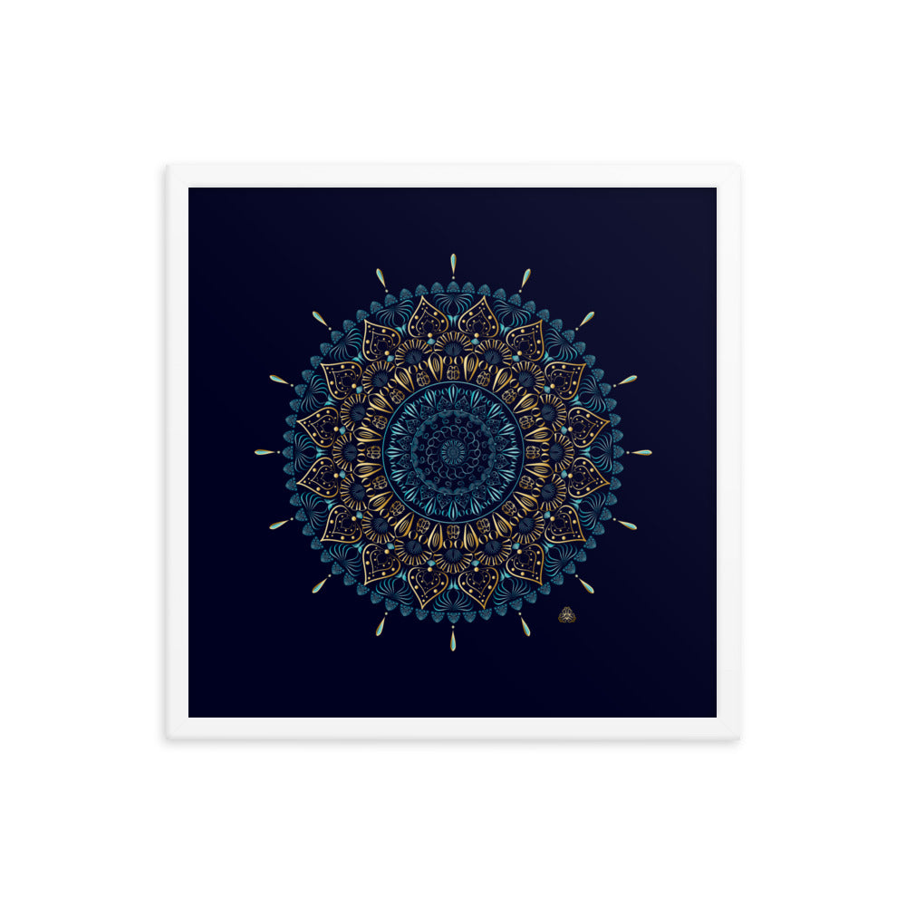 Framed Poster Kuklos No 4331 Mandala Aqua - Gold Free Shipping