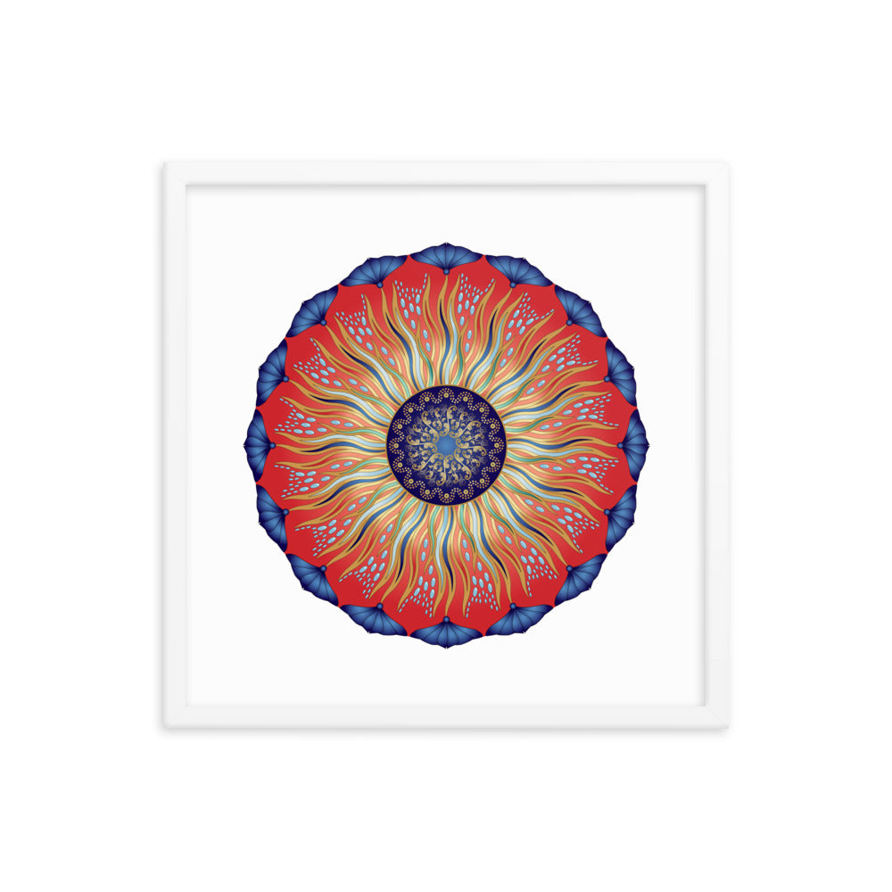 Framed Poster Circularium No 2627 Mandala Navy - Red - Gold Free Shipping