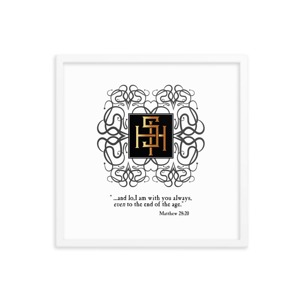 Framed poster IHS Christogram - Matthew 28:20 Free Shipping