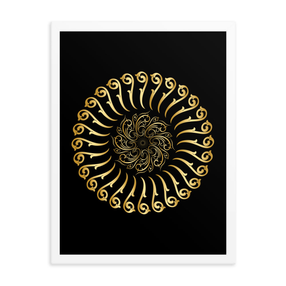 Framed poster Mandala Circularity No 501 Black bkgd Free Shipping