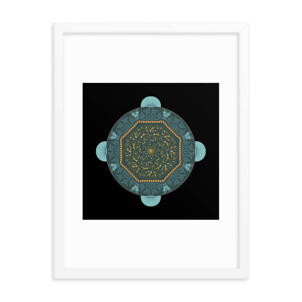 Framed poster Kuklos No 4484 Mandala Gold - Aqua Free Shipping