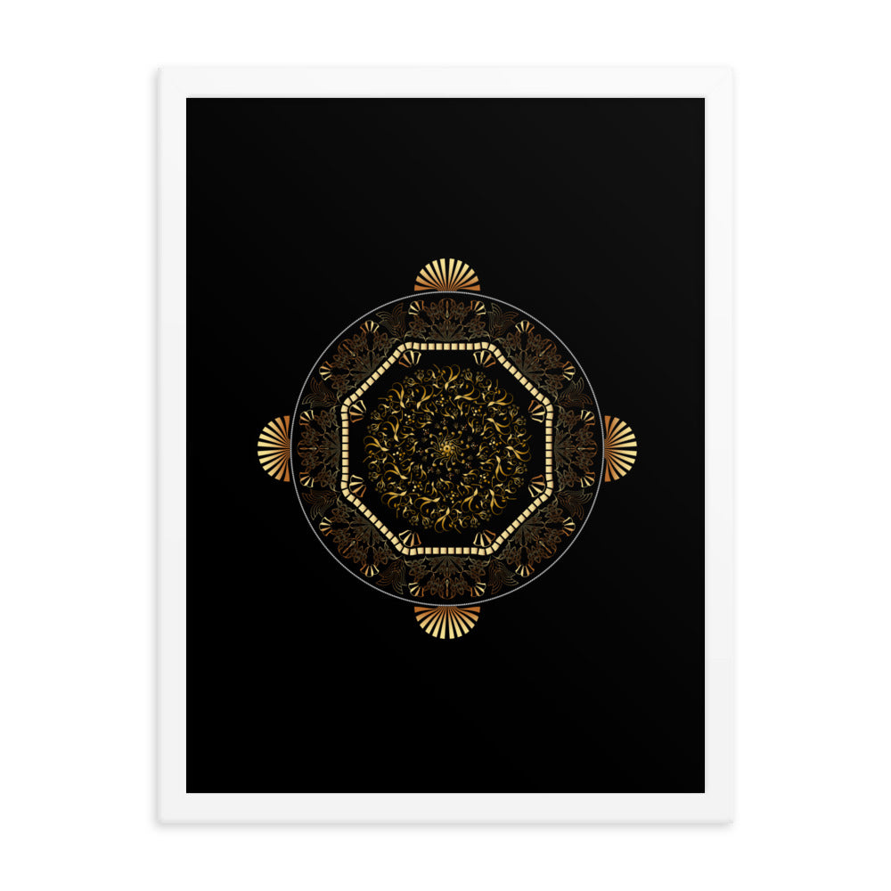 Framed poster Kuklos No 4483 Mandala Gold - Black Free Shipping