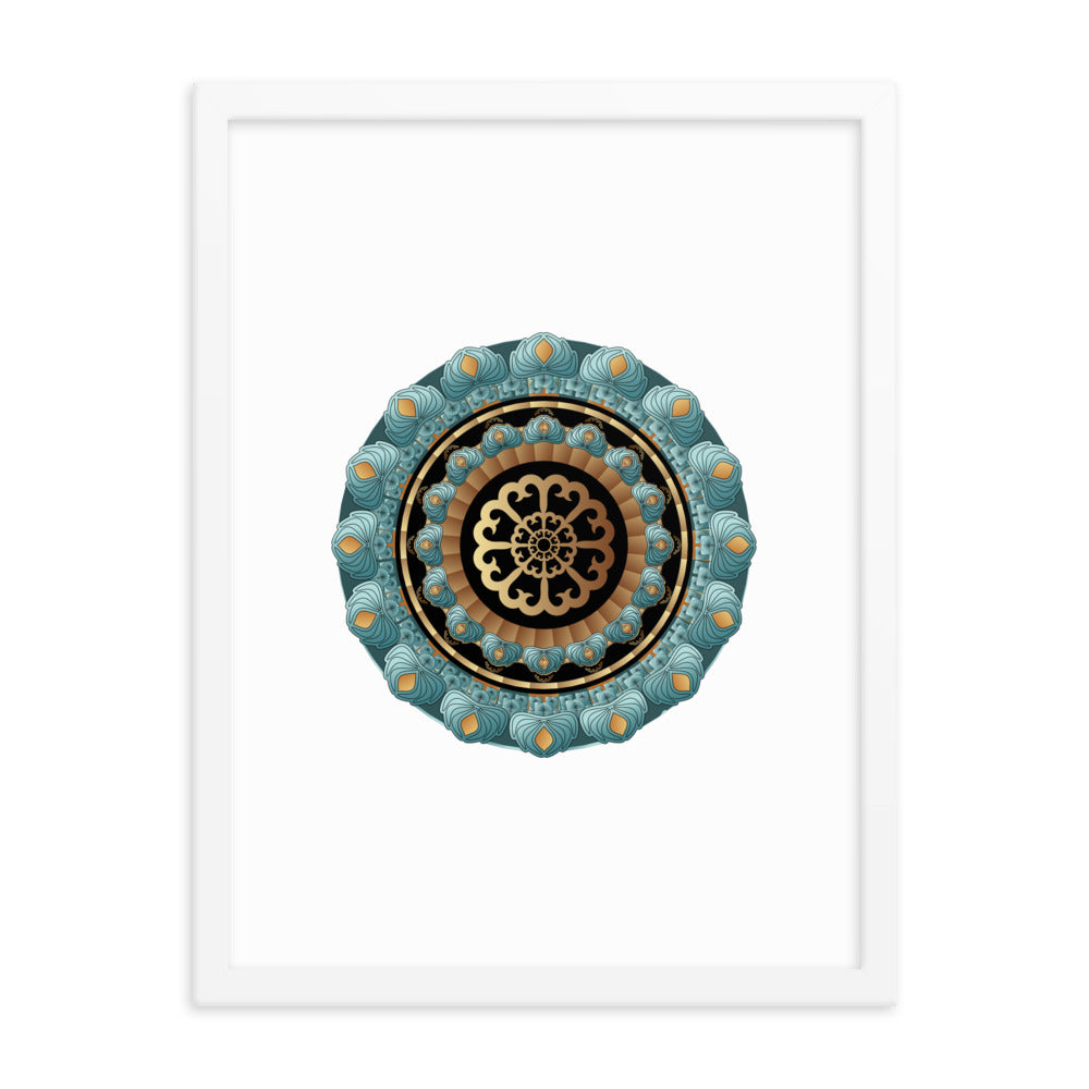 Framed poster Kuklos No 4440 Mandala Aqua - Gold Free Shipping