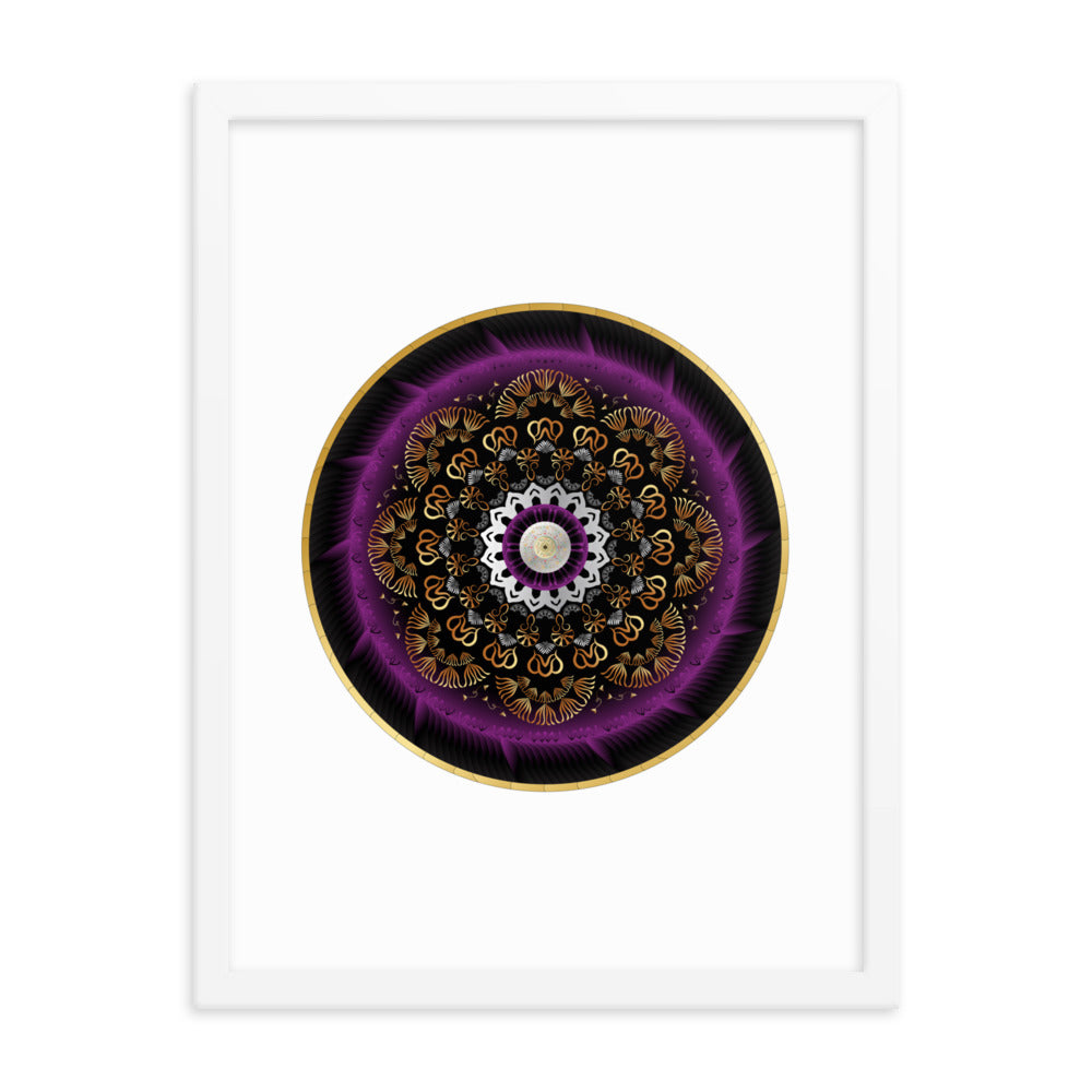 Framed poster Kuklos No 4497 Mandala Silver - Purple - Gold Free Shipping