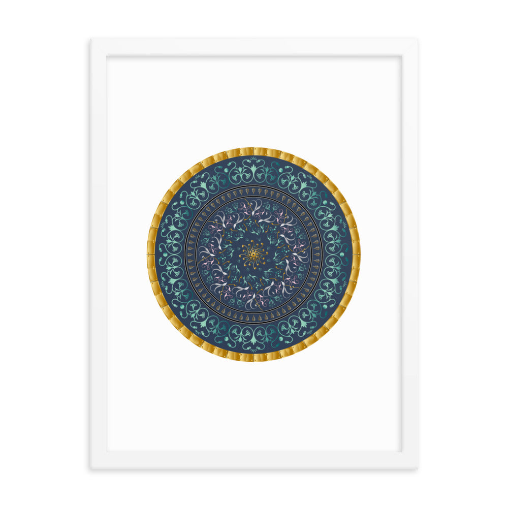 Framed poster Kuklos No 4495 Mandala Aqua - Gold Free Shipping