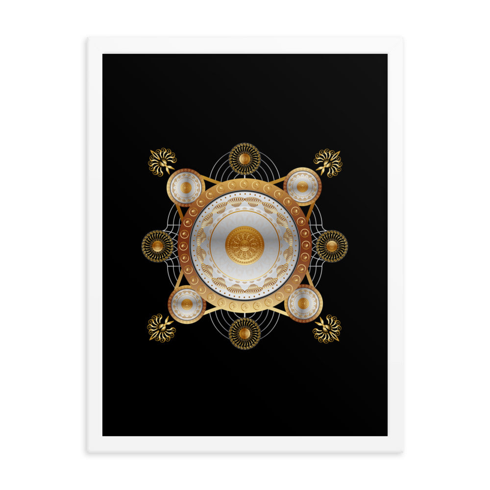 Framed Poster Kuklos No 4029 Mandala Silver - Gold Free Shipping