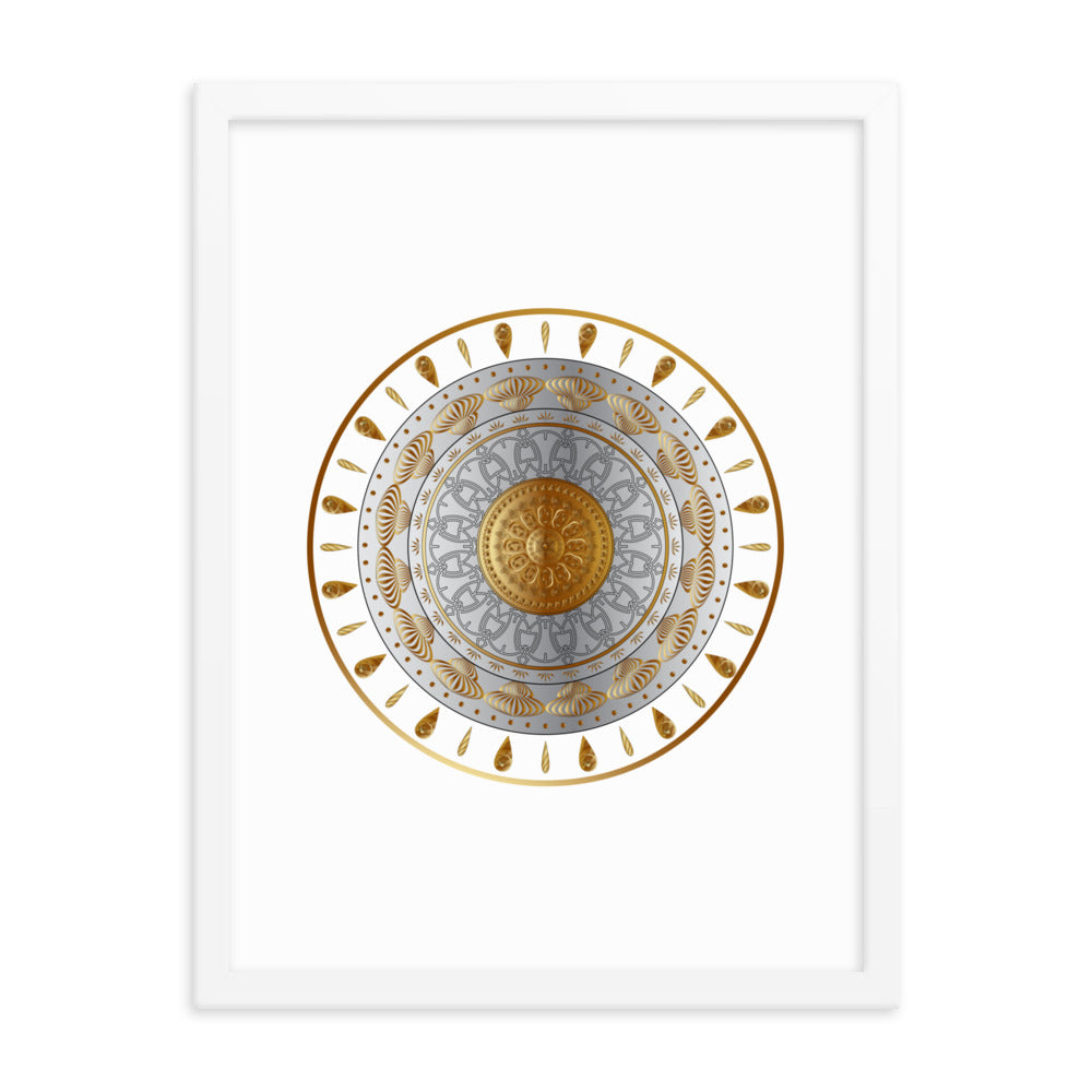 Framed Poster Circumplexical No 3531 Mandala Aqua - Gold Free Shipping