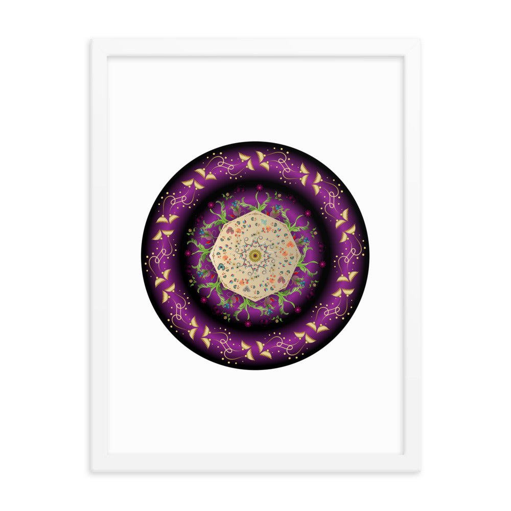 Framed Poster Circumplexical No 3676 Mandala Purple - Gold Free Shipping