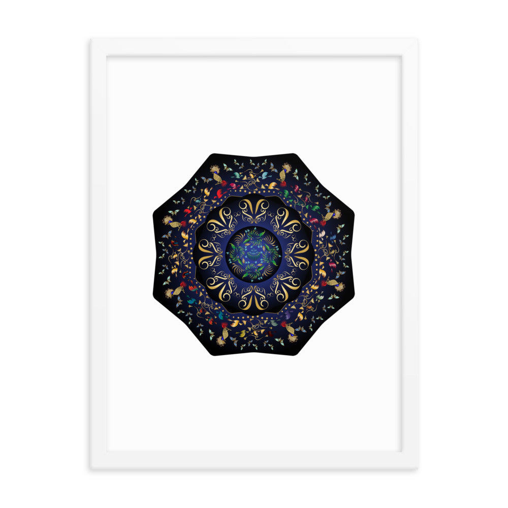 Framed Poster Circumplexical No 3796 Mandala Navy - Gold Free Shipping