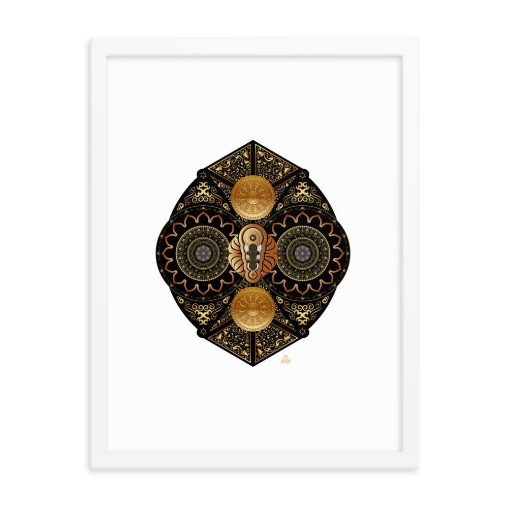 Framed Poster Circumplexical No 3927 Intricate Mandala Black - Gold Free Shipping