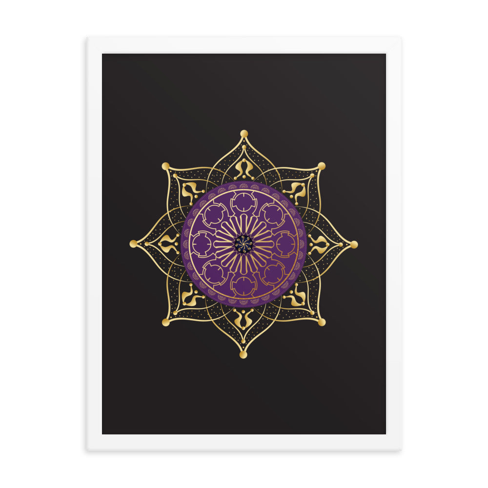 Framed Poster Circumplexical No 4017 Mandala Purple - Gold Free Shipping