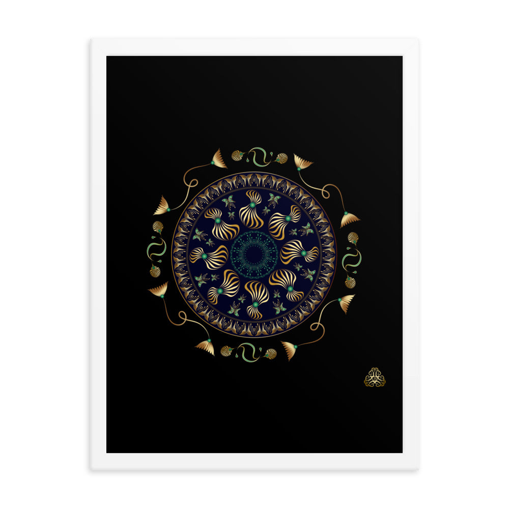 Framed Poster Kuklos No 4315 Intricate Mandala Black - Gold Free Shipping