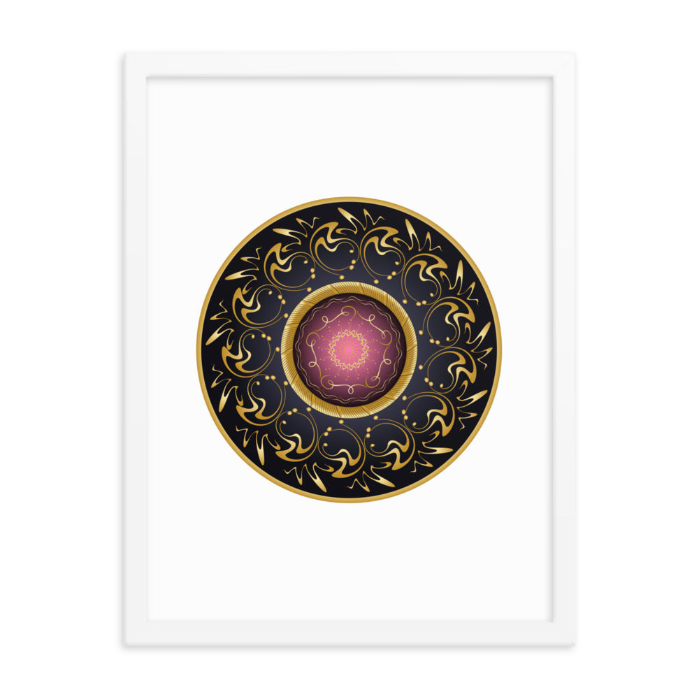 Framed Poster Complexical No 2155 Mandala Black - Red - Gold Free Shipping