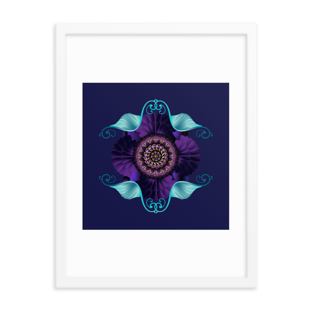 Framed Poster Kuklos No 4364 Mandala Aqua - Purple - Gold Free Shipping