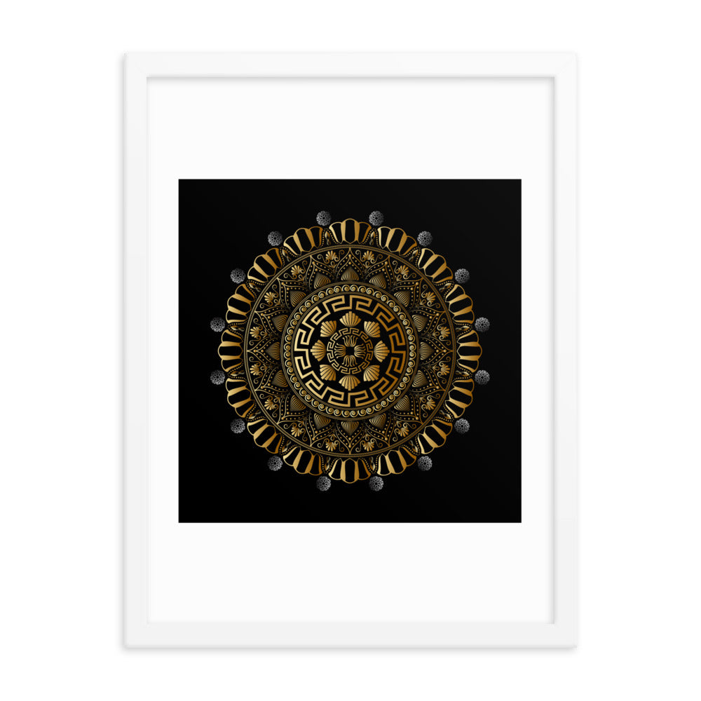 Framed Poster Kuklos No 4354 Mandala Black - Gold Free Shipping