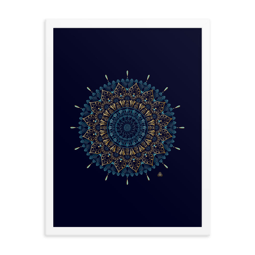 Framed Poster Kuklos No 4331 Mandala Aqua - Gold Free Shipping