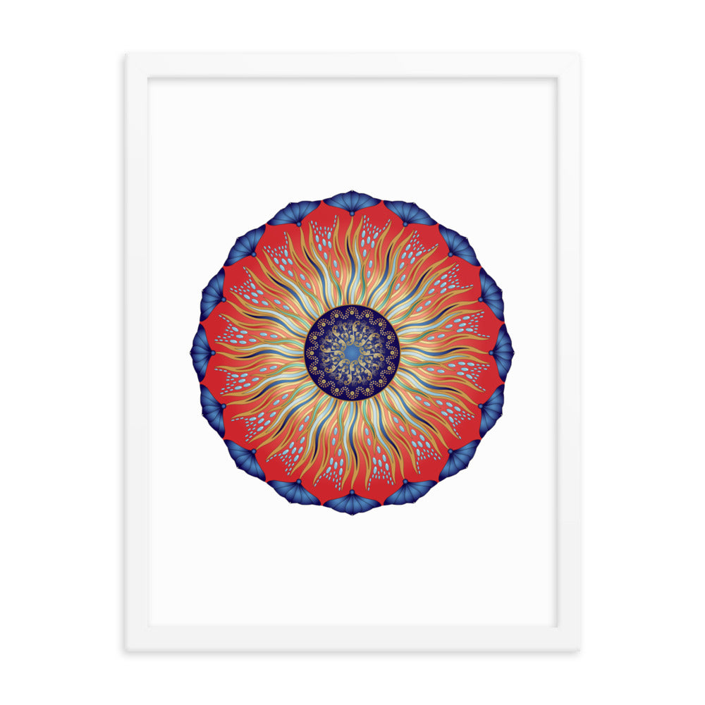 Framed Poster Circularium No 2627 Mandala Navy - Red - Gold Free Shipping