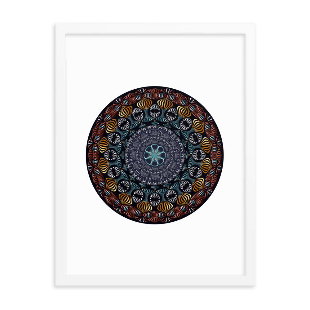 Framed Poster Kuklos No 4420 Mandala Silver - Gold - Multicolor Free Shipping