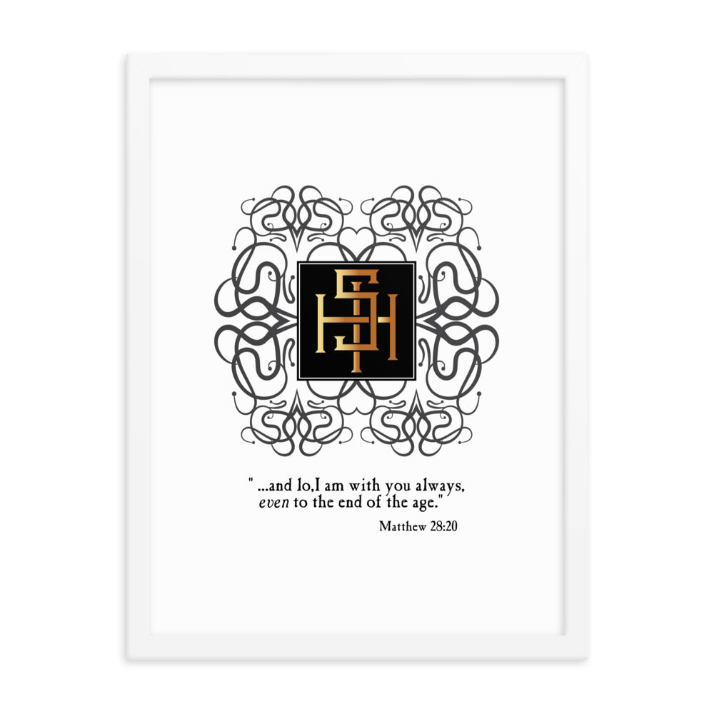 Framed poster IHS Christogram - Matthew 28:20 Free Shipping