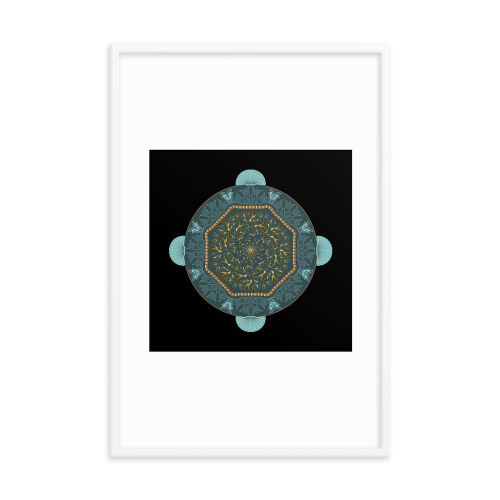 Framed poster Kuklos No 4484 Mandala Gold - Aqua Free Shipping